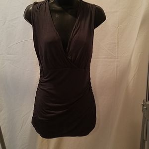V Neck Sleeveless Gray Top Size Small